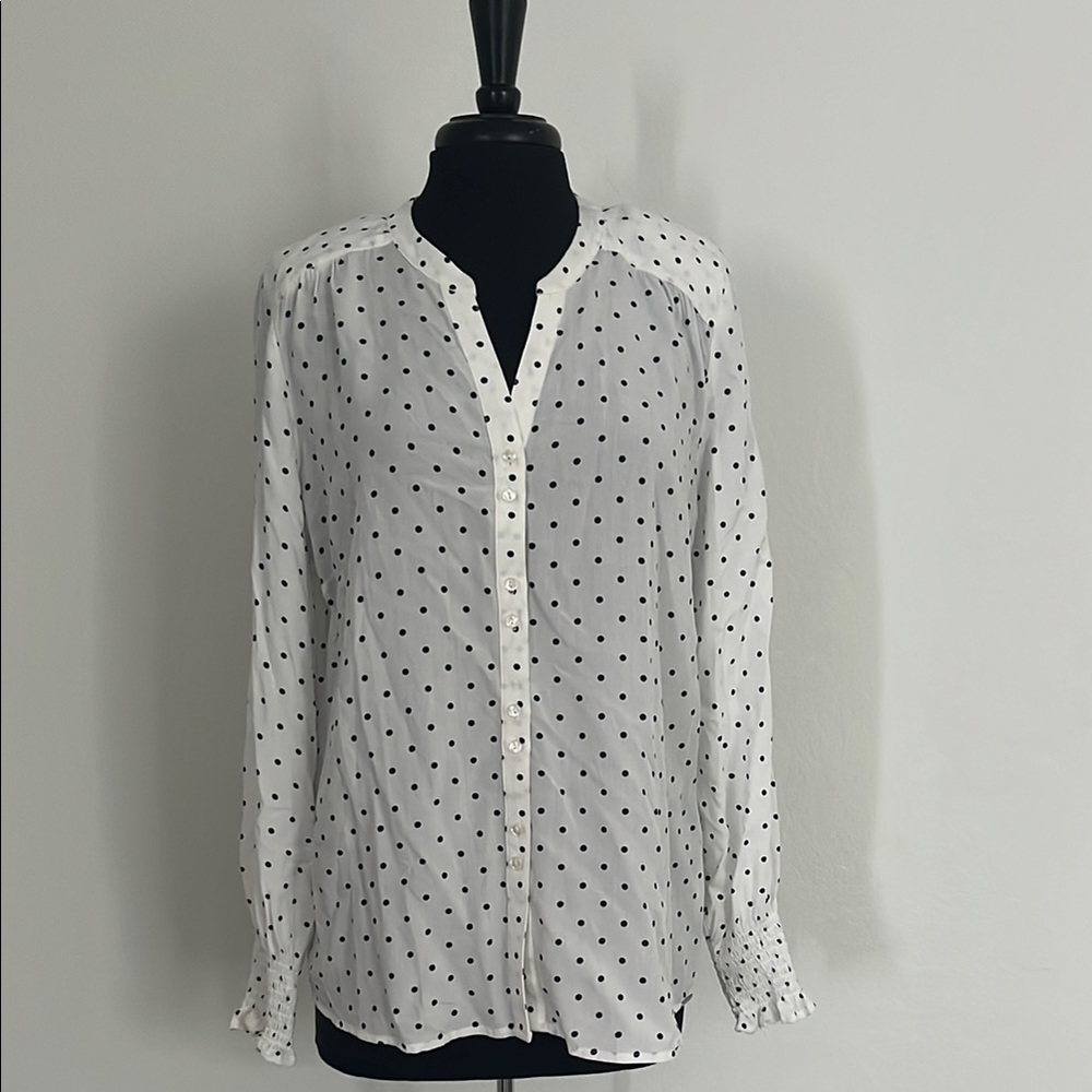 FDJ Polka Dot Button-Up Blouse